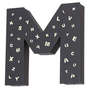 Czarna dekoracja świetlna w kształcie litery Glimte Letter M