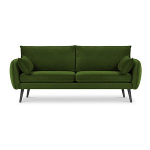 Zielona aksamitna sofa Kooko Home Lento, 198 cm