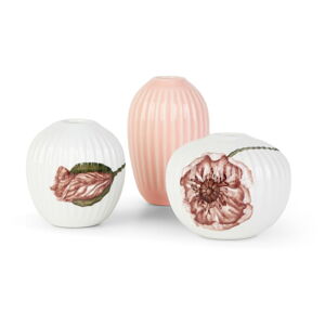 Zestaw 3 miniaturowych porcelanowych wazonów Kähler Design Hammershøi Poppy