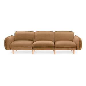 Musztardowa sofa z materiału bouclé 264 cm Bean – EMKO