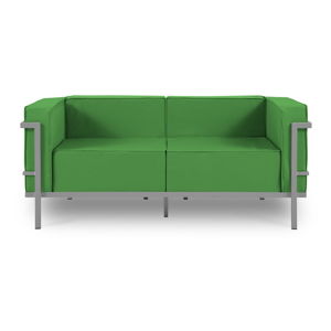 Zielona 2-osobowa sofa ogrodowa w szarej ramie Calme Jardin Cannes