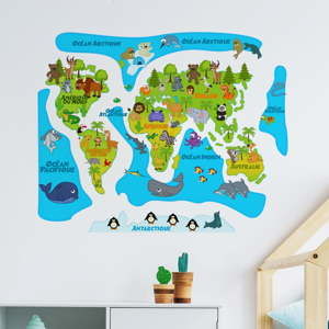 Naklejka ścienna Ambiance Colored Baby World Map
