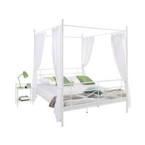 Białe łóżko metalowe Støraa Tanja Canopy, 140x200 cm