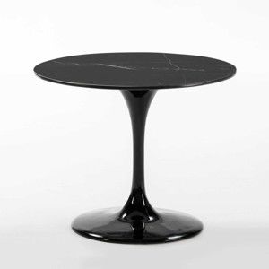 Czarny stół do jadalni z marmuru i szklanych włókien Thai Natura, ⌀ 90 cm