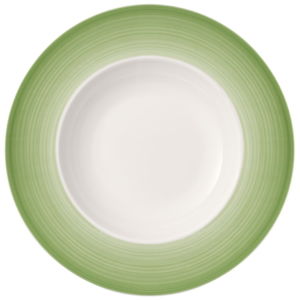 Zielono-biały głęboki talerz z porcelany Villeroy & Boch Colourful Life, 30 cm