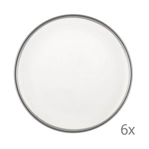 Zestaw 6 białych porcelanowych talerzy deserowych Mia Halos Silver, ⌀ 19 cm