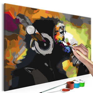 Zestaw płótna, farb i pędzli DIY Artgeist Monkey Headphones, 60x40 cm