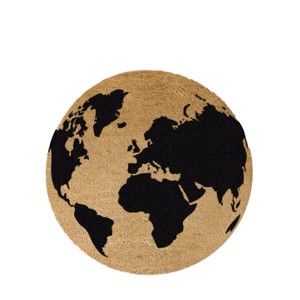 Okrągła wycieraczka z naturalnego włókna kokosowego Artsy Doormats Globe, ⌀ 70 cm