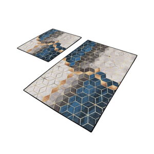 Niebiesko-szare dywaniki łazienkowe zestaw 2 szt. 60x100 cm Optic – Mila Home