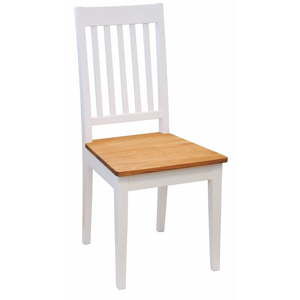 Białe krzesło do jadalni z brzozy z dębowym siedziskiem Rowico Ella