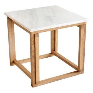 Biały stolik marmurowy z dębową konstrukcją RGE Accent, szer. 50 cm