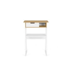Małe biurko z blatem z dębu i białymi nóżkami TemaHome Space