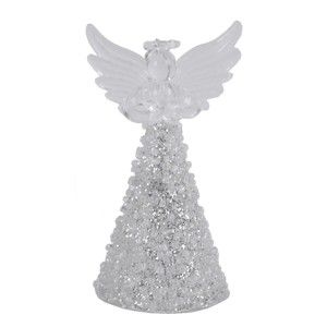 Szklany anioł dekoracyjny w srebrnym kolorze Ego dekor Fiona, wys. 9 cm