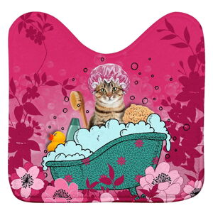 Różowy dywanik łazienkowy do WC 45x45 cm Chatibulle – douceur d'intérieur