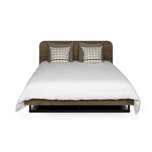 Brązowe łóżko z czarnymi nogami ze stali TemaHome Mara, 160x200 cm