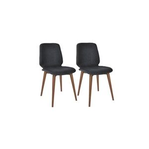 Komplet 2 czarnych krzeseł z nogami z litego drewna orzechowego WOOD AND VISION Basic