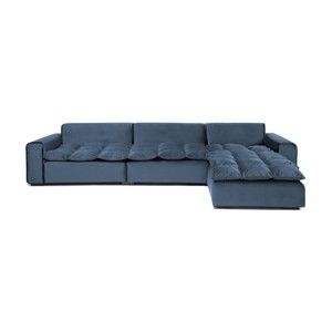 Niebieska prawostronna 3-osobowa sofa narożna Vivonita Cloud Aquamarine