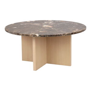 Brązowo-naturlany marmurowy okrągły stolik 90x90 cm Brooksville – Rowico