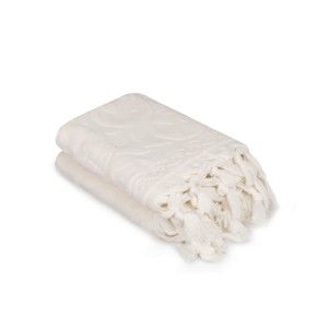 Zestaw dwóch białych ręczników Bohème, 90x50 cm