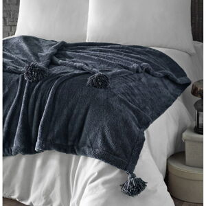 Antracytowa narzuta z mikropluszu na łóżko jednoosobowe 160x200 cm Puffy – Mijolnir