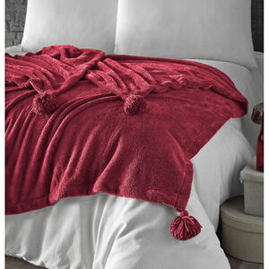 Czerwona narzuta z mikropluszu na łóżko jednoosobowe 160x200 cm Puffy – Mijolnir