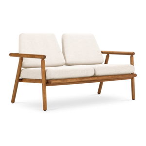 Biała sofa ogrodowa z konstrukcją z litego drewna akacji Calme Jardin Capri Premium