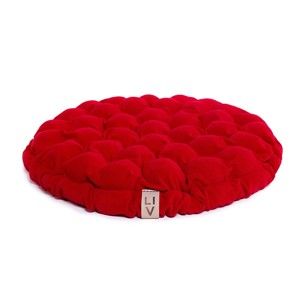 Czerwona poduszka do siedzenia wypełniona piłeczkami do masażu Linda Vrňáková Bloom, Ø 65 cm