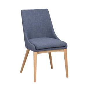 Niebieskie tapicerowane krzesło do jadalni z brązowymi nogami Rowico Bea