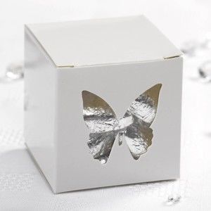 Zestaw 10 pudełek ślubnych z elementem w kolorze srebra Neviti Butterfly