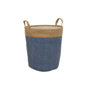 Niebiesko-brązowy kosz na pranie z korka Furniteam Home, ⌀ 37 cm