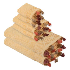 Komplet 6 żółtych bawełnianych ręczników Bella Maison Mosaic Towel