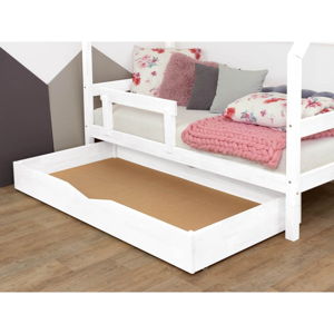 Biała drewniana szuflada pod łóżko Benlemi Buddyn, 70x140 cm