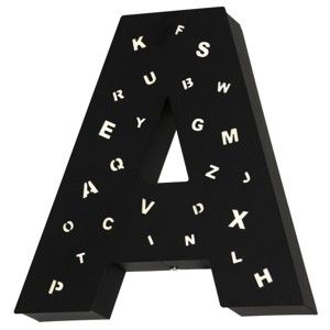 Czarna dekoracja świetlna w kształcie litery Glimte Letter A
