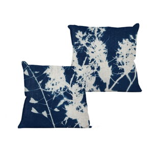 Niebieska poduszka z abstrakcyjnym wzorem Linen Couture Spot, 45x45 cm