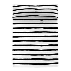 Czarno-biała bawełniana narzuta pikowana 250x260 cm Stripes – Blanc