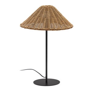 Czarna/naturalna lampa stołowa z rattanowym kloszem (wysokość 50 cm) Urania – Kave Home