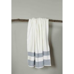 Biało-niebieski bawełniany ręcznik plażowy My Home Plus Holiday, 100x180 cm