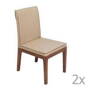 Zestaw 2 kremowych krzeseł z konstrukcją z drewna dębowego Santiago Pons Donato