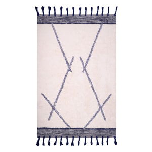 Biało-szary dywan wykonany ręcznie z bawełny Nattiot Shaanti, 110x170 cm