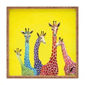 Drewniana taca dekoracyjna Giraffes, 40x40 cm