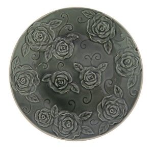Czarny talerz ozdobny Antic Line Roses, ⌀ 25,5 cm