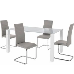 Zestaw stołu i 4 szarych krzeseł Støraa Naral