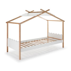 Białe łóżko dziecięce z konstrukcją z drewna sosnowego Marckeric Nuvem, 90x190 cm