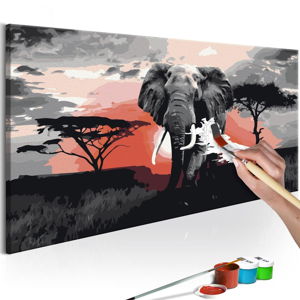 Zestaw płótna, farb i pędzli DIY Artgeist Elephant, 80x40 cm