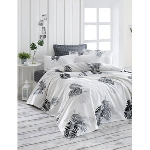 Zestaw narzuty na łóżko i poszewki na poduszkę EnLora Home Pipong White Grey, 160x235 cm