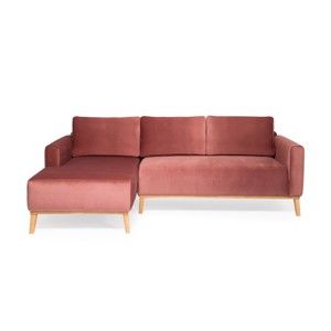 Jasnoróżowa sofa 3-osobowa Vivonita Milton Trend, lewy róg