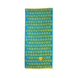 Zielono-żółty bawełniany ręcznik plażowy Bergner Emoticon, 75x150 cm