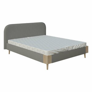 Szare łóżko dwuosobowe DlaSpania Lagom Plain Soft, 180x200 cm