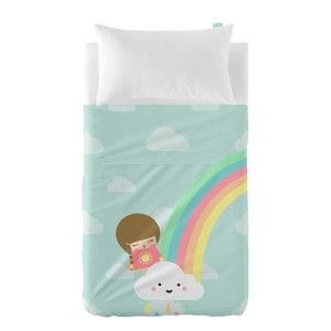 Komplet prześcieradła i poszewki na poduszkę z czystej bawełny Happynois Rainbow, 120x180 cm