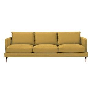 Żółta sofa 3-osobowa z konstrukcją w kolorze miedzi Windsor & Co Sofas Jupiter